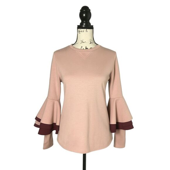 Ted Baker London Dusky Pink Bell Sleeve Top Sweater Size 0 Small NWT - Picture 1 of 4